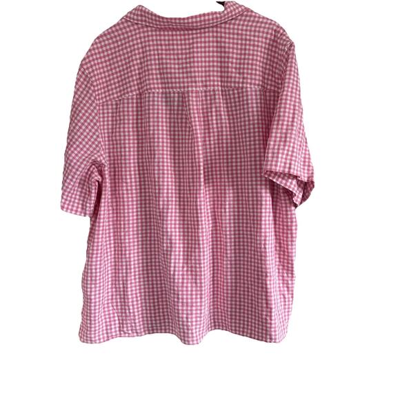 Levi's Women’s Resort Pink and White Gingham Button Down Short Sleeve Shirt 3X - Picture 2 of 12